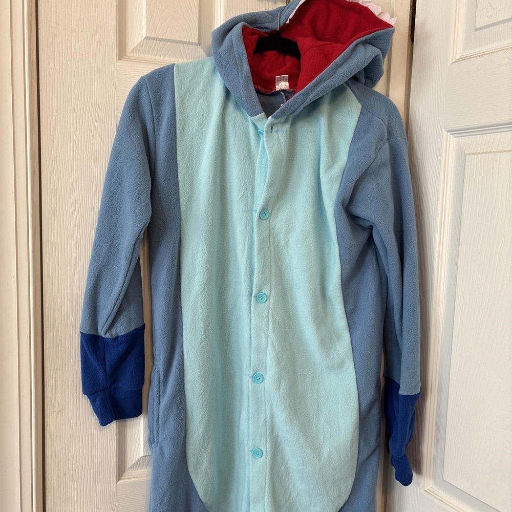 Disney Stitch Adult Blue Fleece One Piece Pajamas Costume Jumpsuit Womens Small - Picture 4 of 12